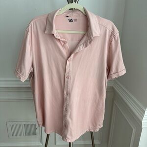 VRST Light Pink Short Sleeve Men's Soft Cotton Button Down Shirt Size Large